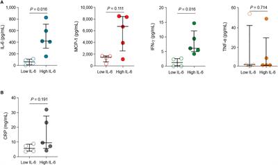 Different degree of cytokinemia and T-cell activation according to serum IL-6 levels in critical COVID-19